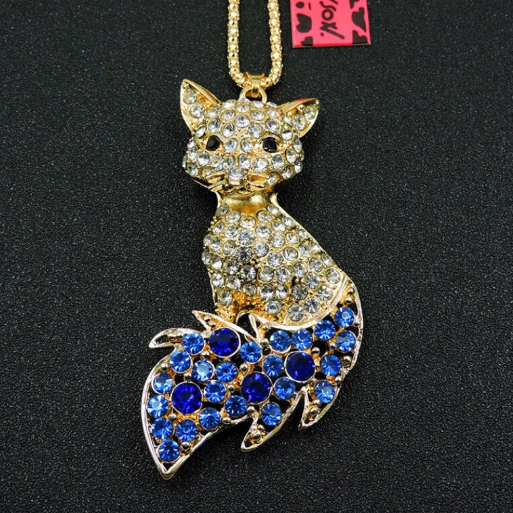 Betsey Johnson fox rhinestone necklace